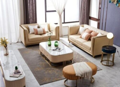 stainless steel Metal Furniture Design Living room Couch Seat Upholstery Suite 3+2+1